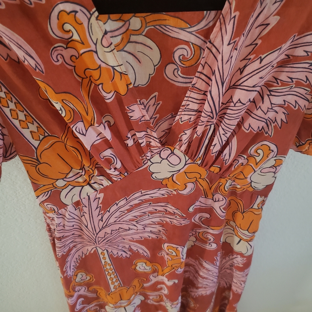 Zara Floral Wrap Midi in Red and Orange Ruffled Tiered Skirt XS - Picture 5 of 10
